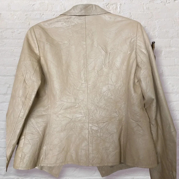 Annie Klein Crinkle Texture Leather Jacket M - Picture 2 of 13